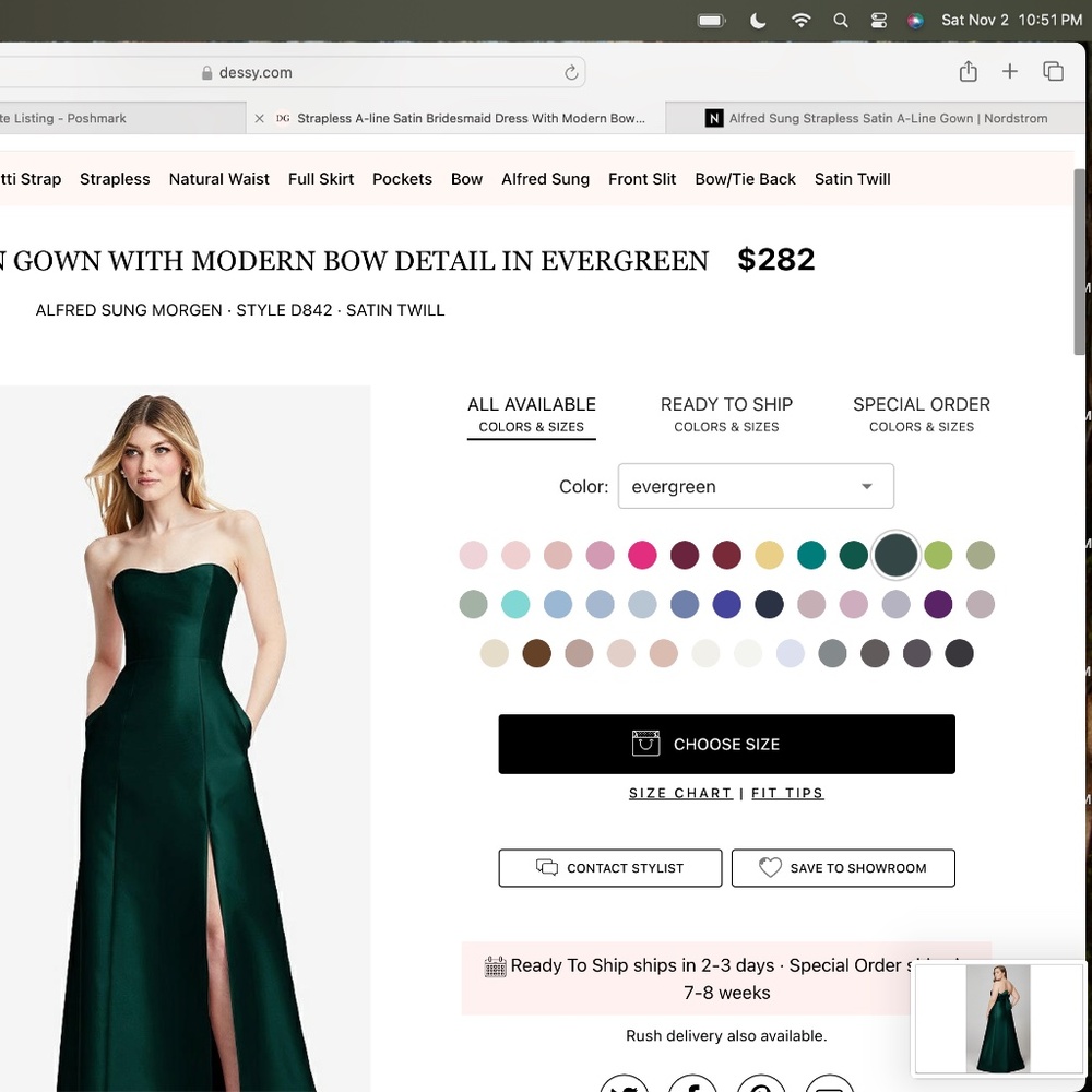 Alfred Sung: Strapless Satin A-Line Gown (NWT) - Picture 9 of 10
